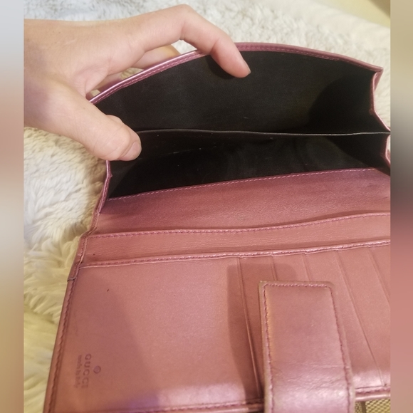 Gucci Canvas Guccisima Metallic Pink Wallet - Picture 9 of 16